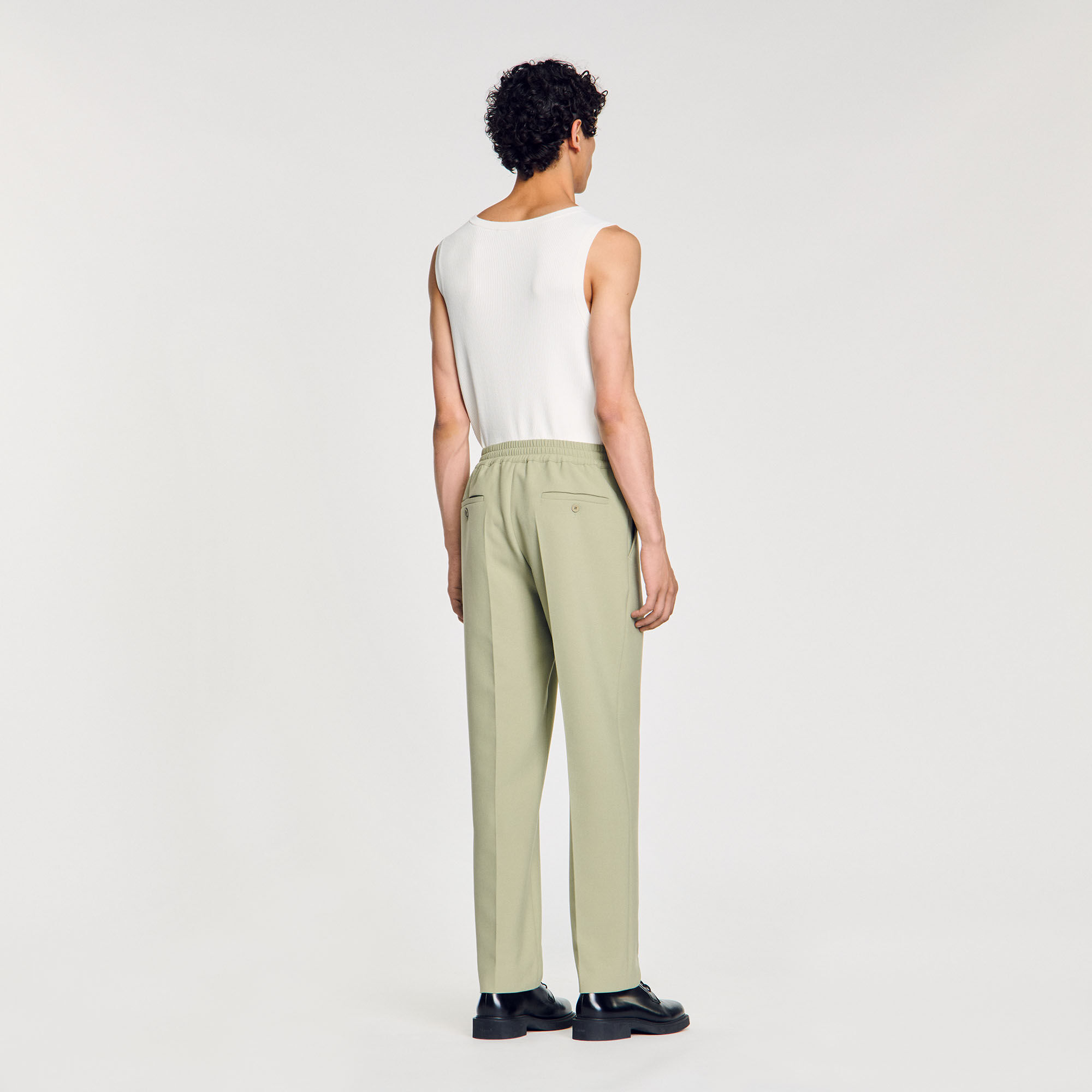Elasticated straight-leg trousers
