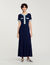 Robe longue en maille à détails denim