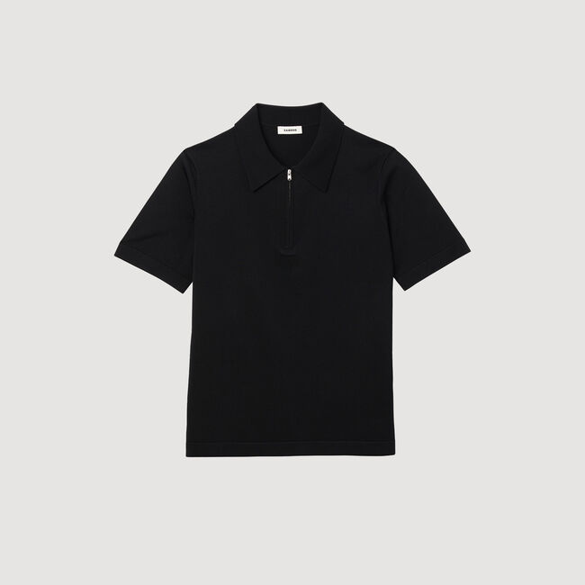 Polo en maille à col zippé