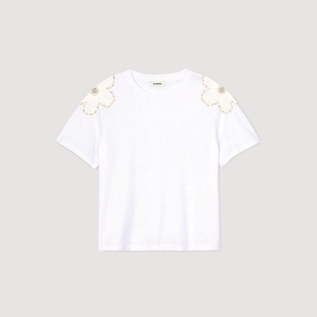 T-shirt with embroidered flowers