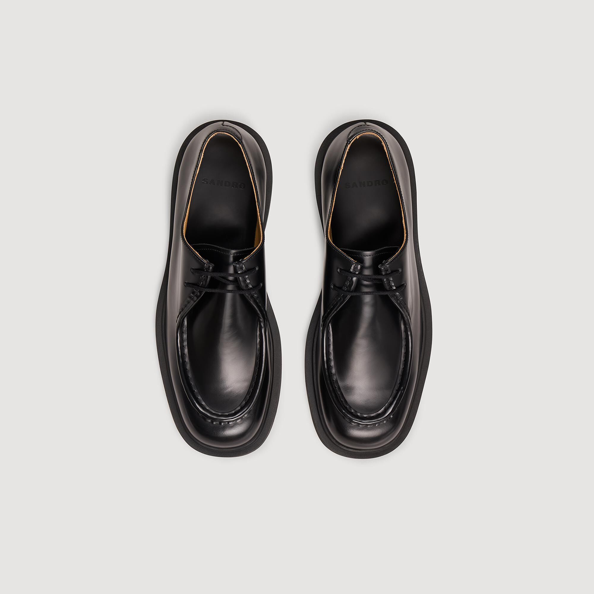 Patent leather derbies