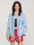Blouson en jean à col en cuir