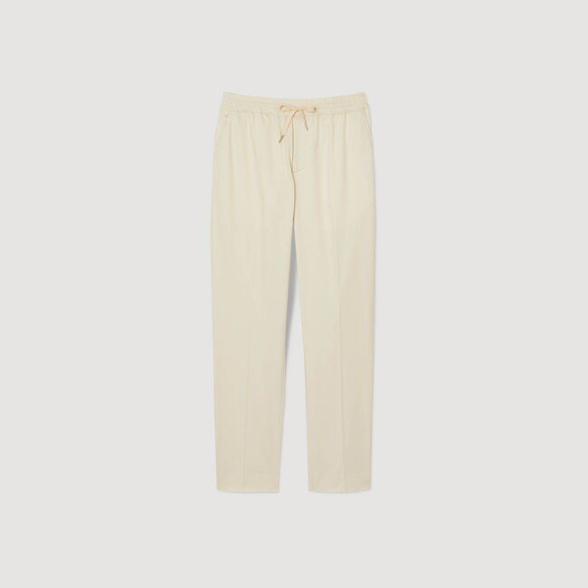Elasticated straight-leg trousers