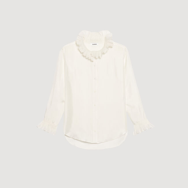Silk shirt with gathered collar
