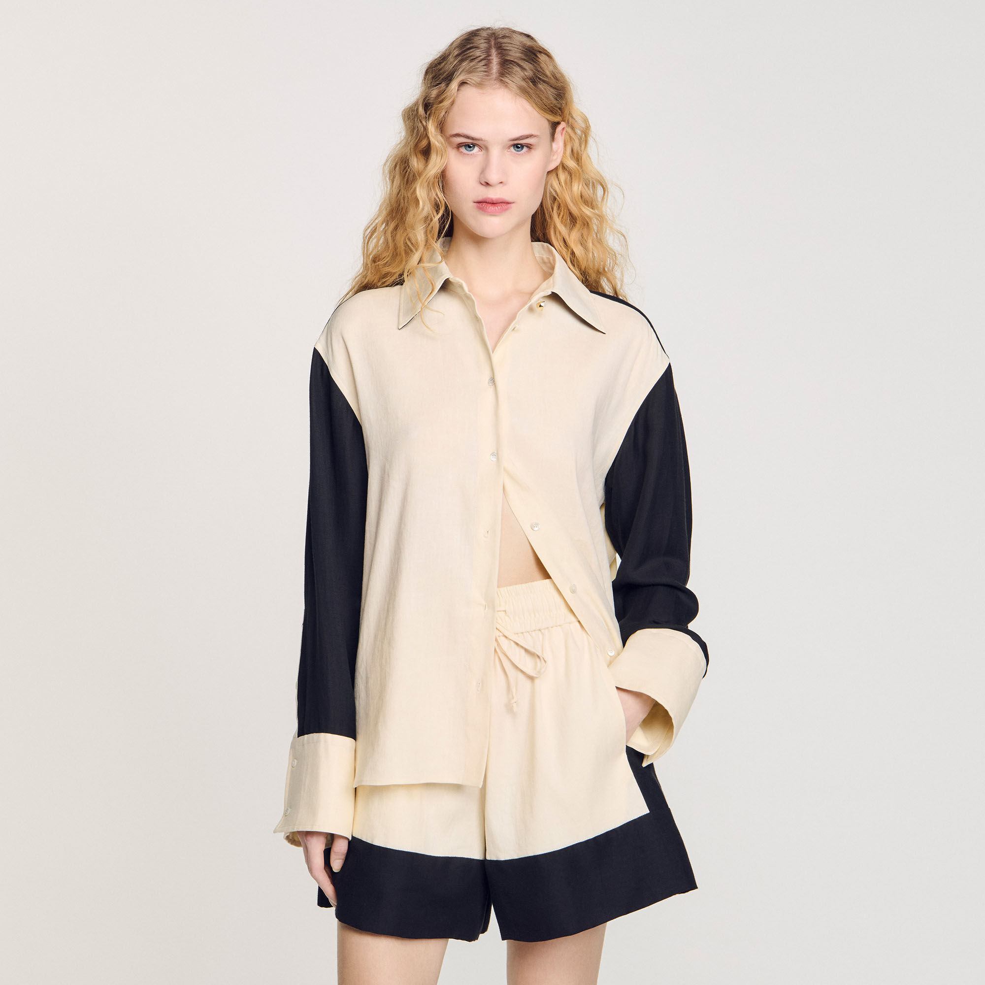 Chemise bicolore en lin