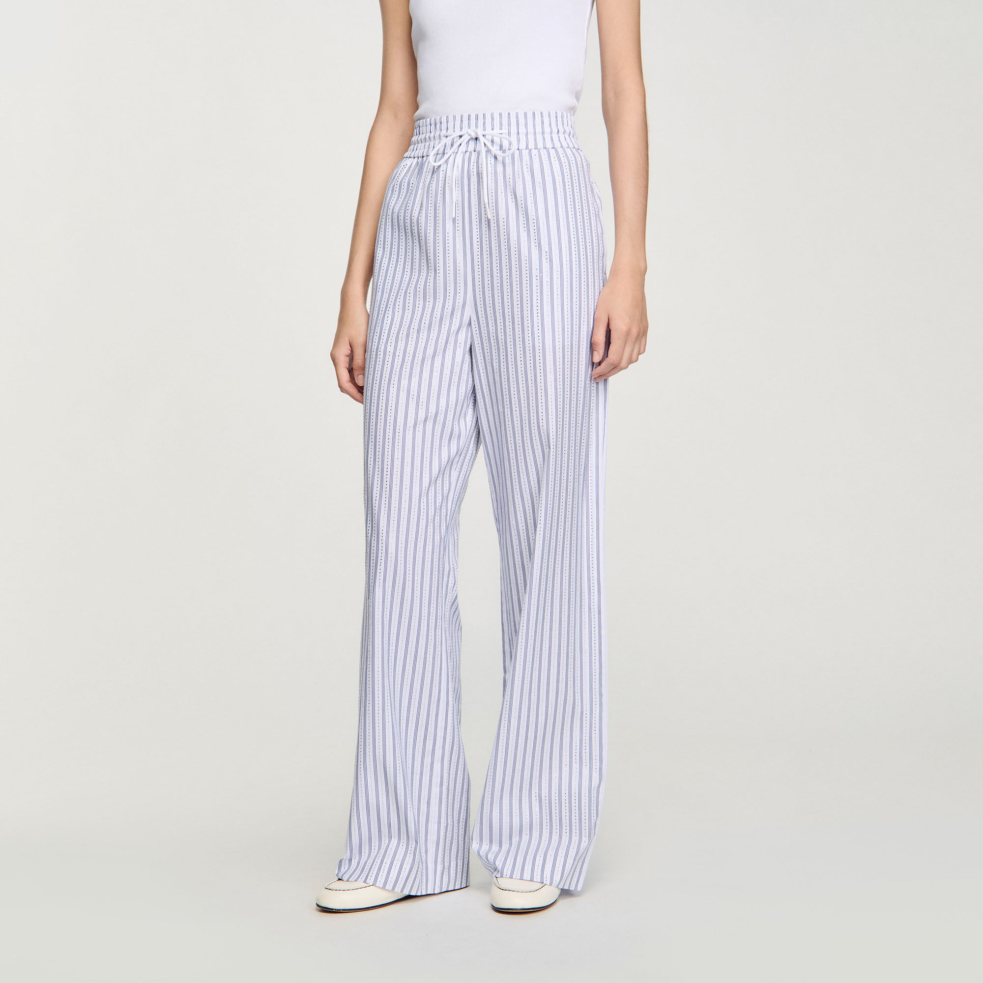 Gestreifte Hose mit Strass