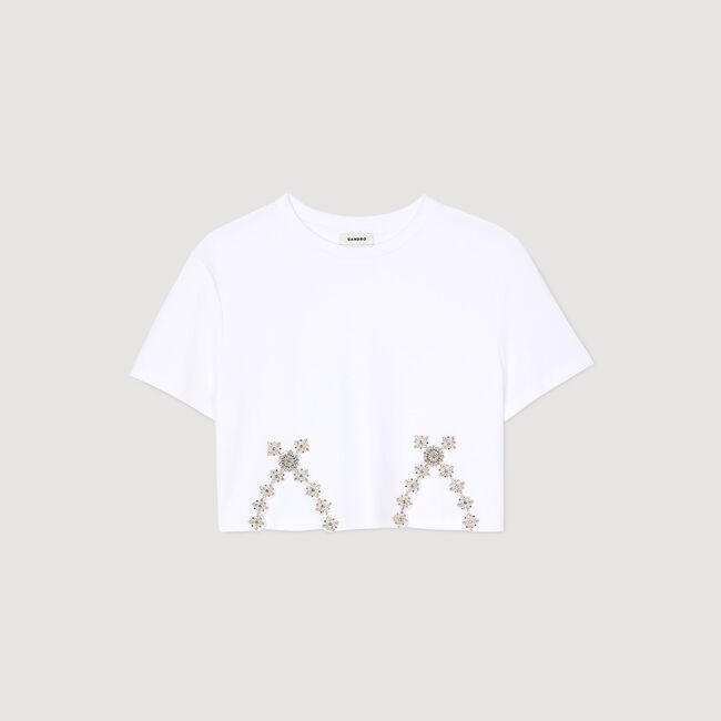 T-shirt court orné de strass