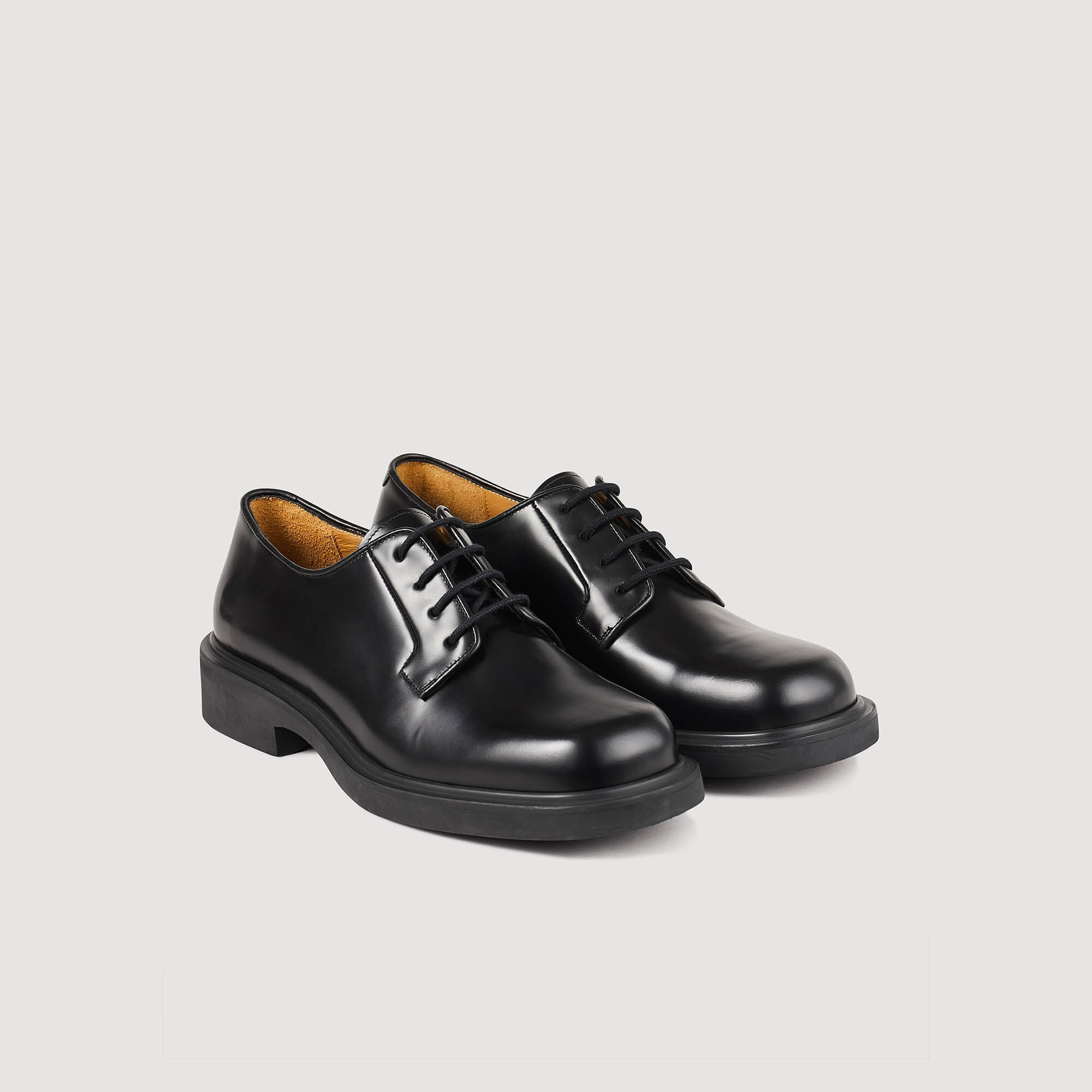 Patent leather derbies