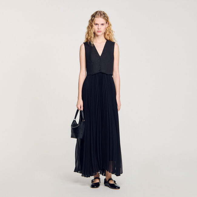 Robe longue plissée
