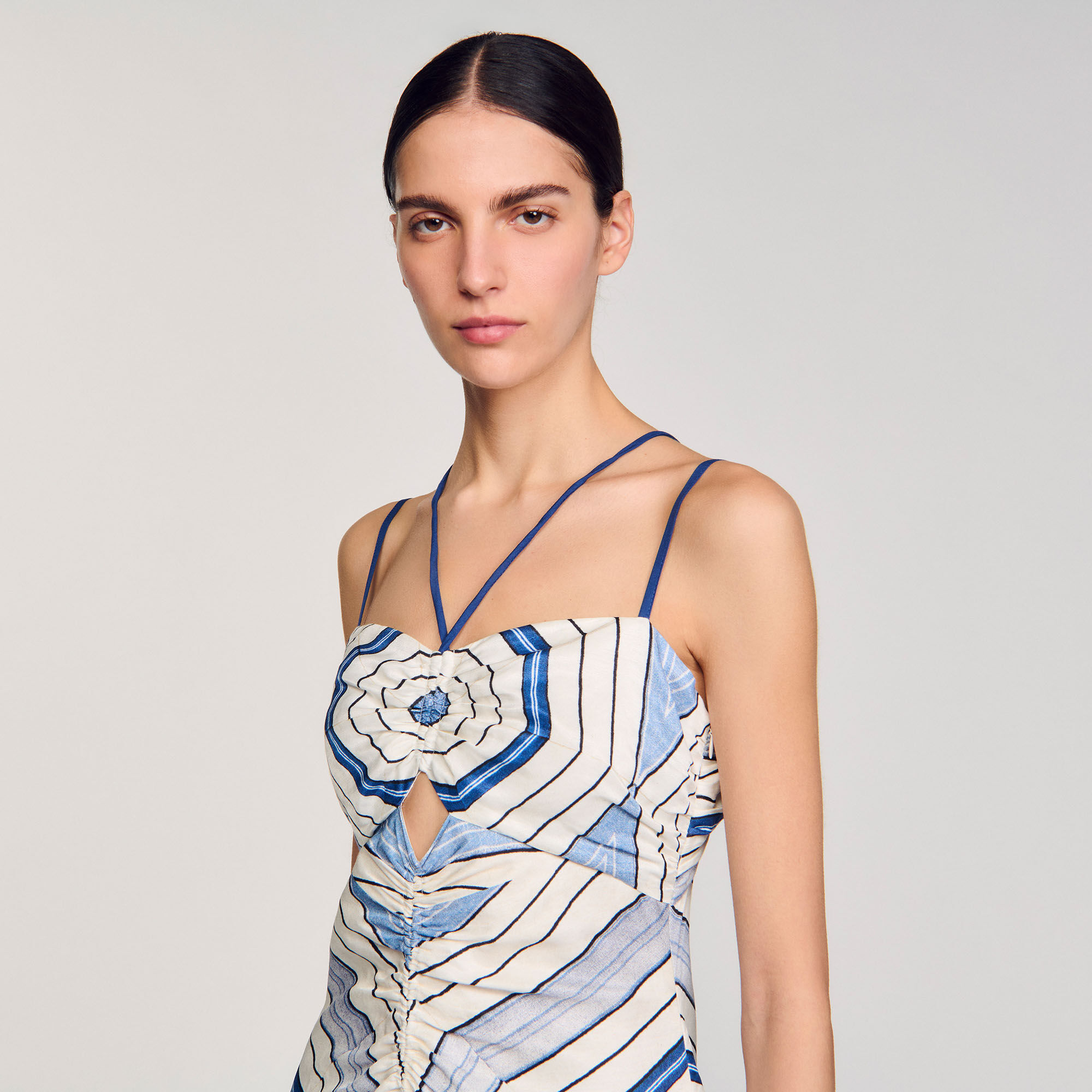 Langes Kleid mit Spiralenprint