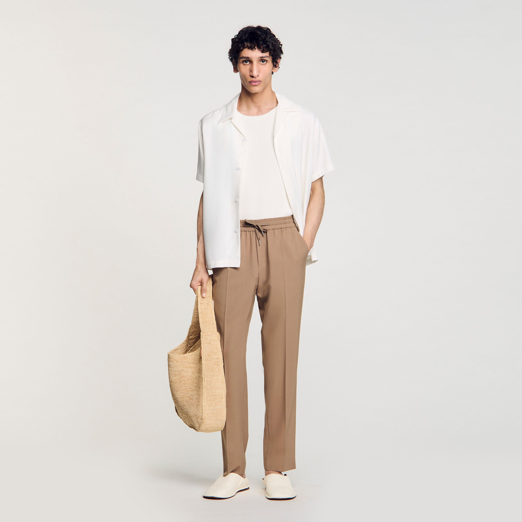 Pantalon droit élastiqué