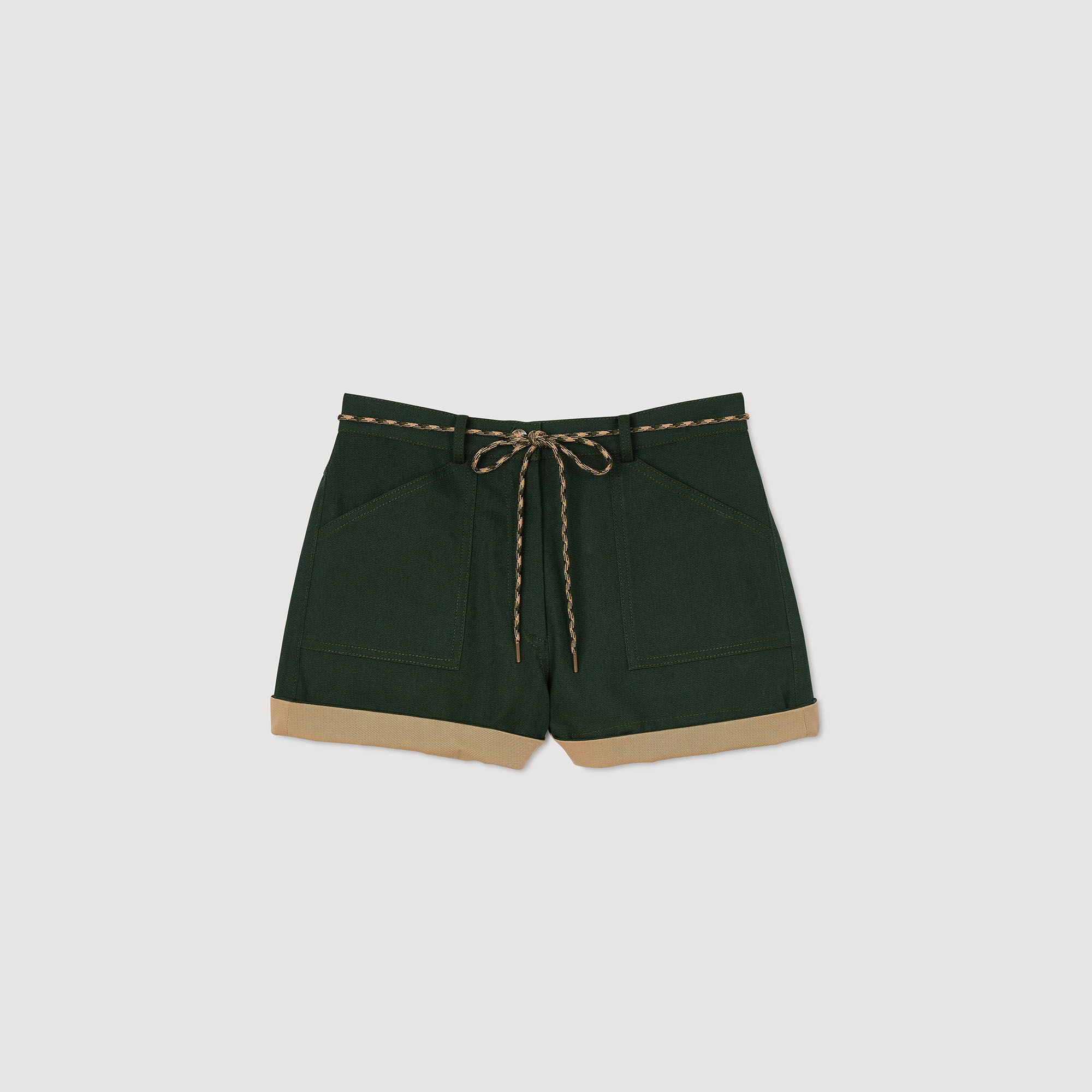 Zweifarbige Shorts mit Kordelzug
