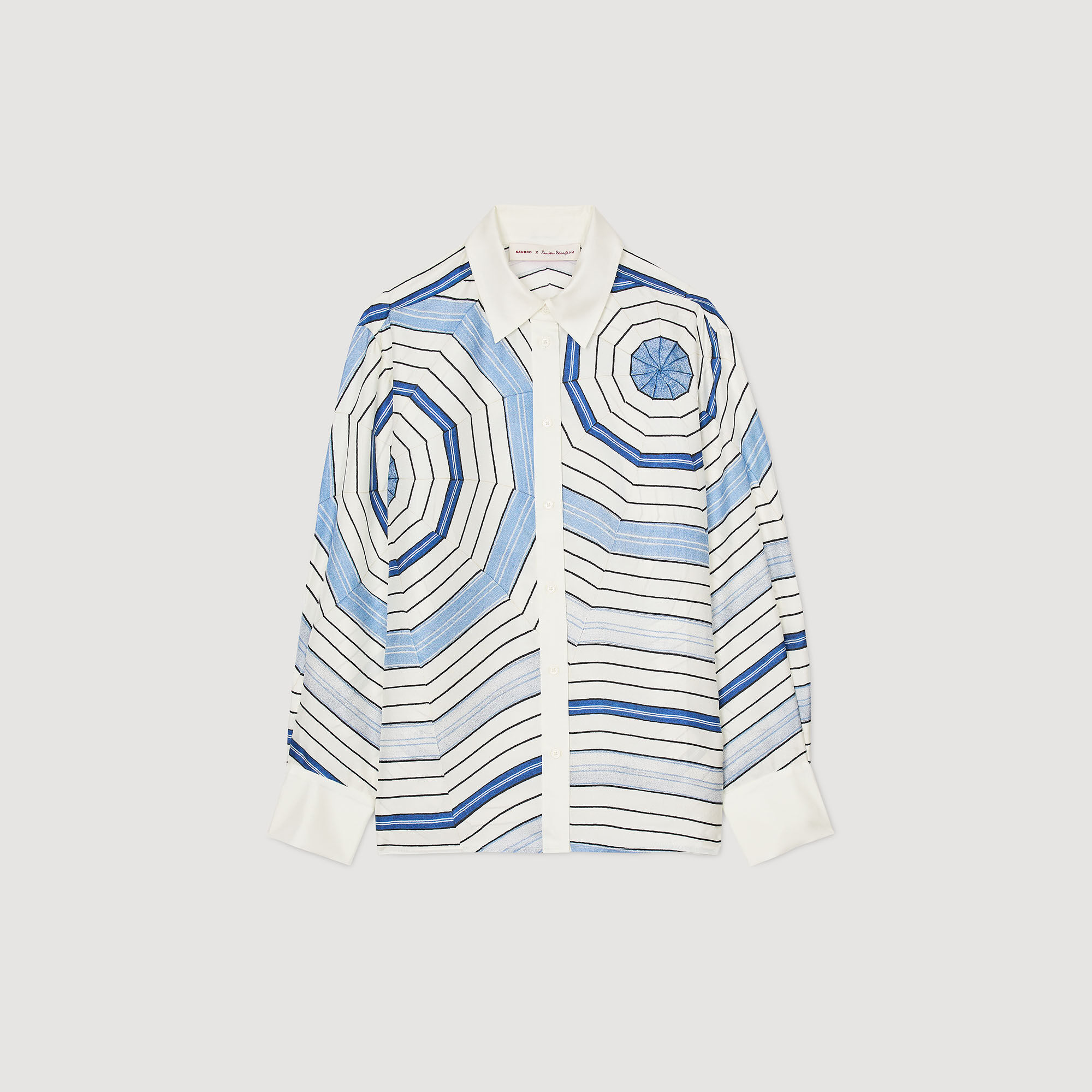 Spiral-motif silk shirt