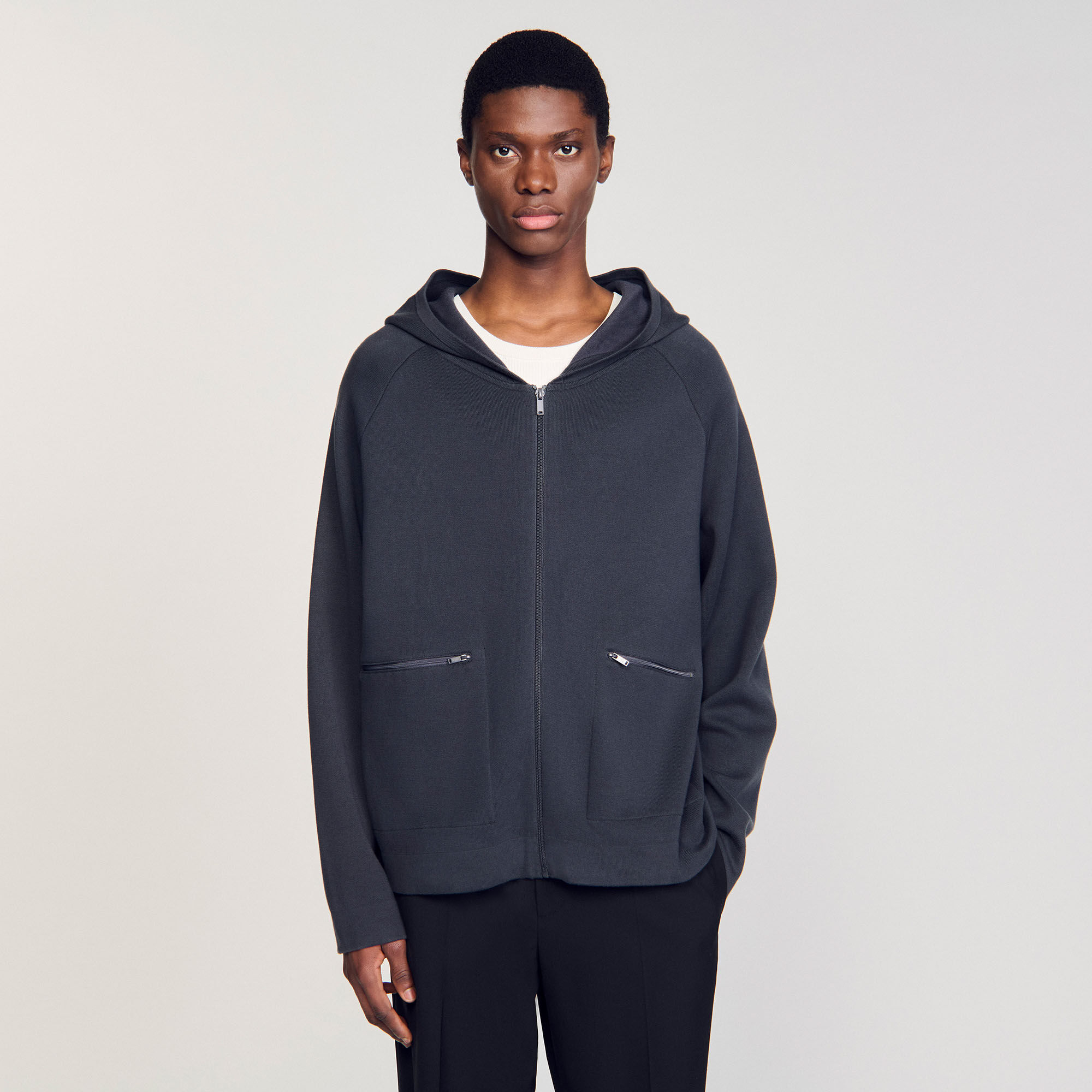 Cardigan à capuche en maille milano