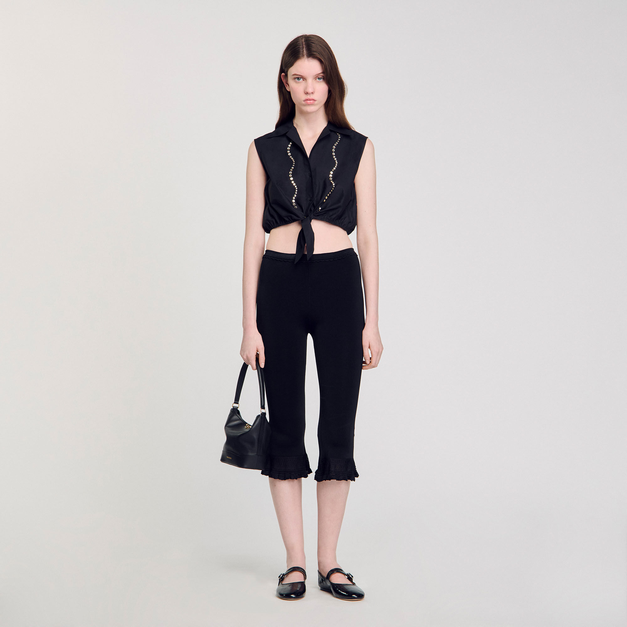 Chemise courte strassée