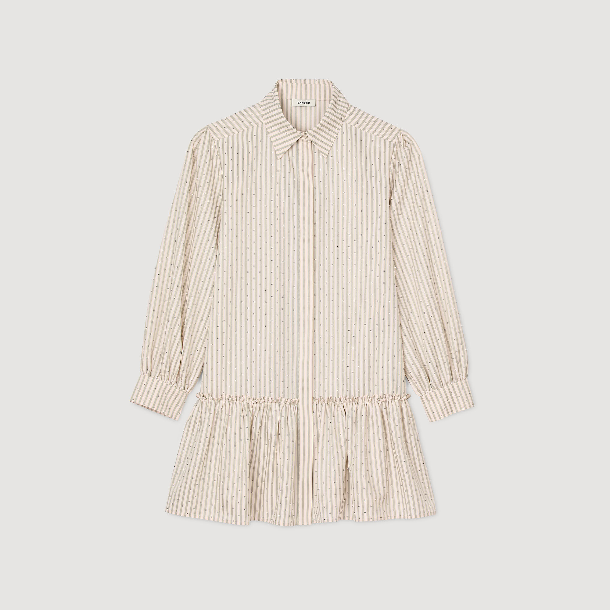 Robe chemise strassée à rayures