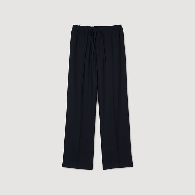 Elasticated wide-leg trousers