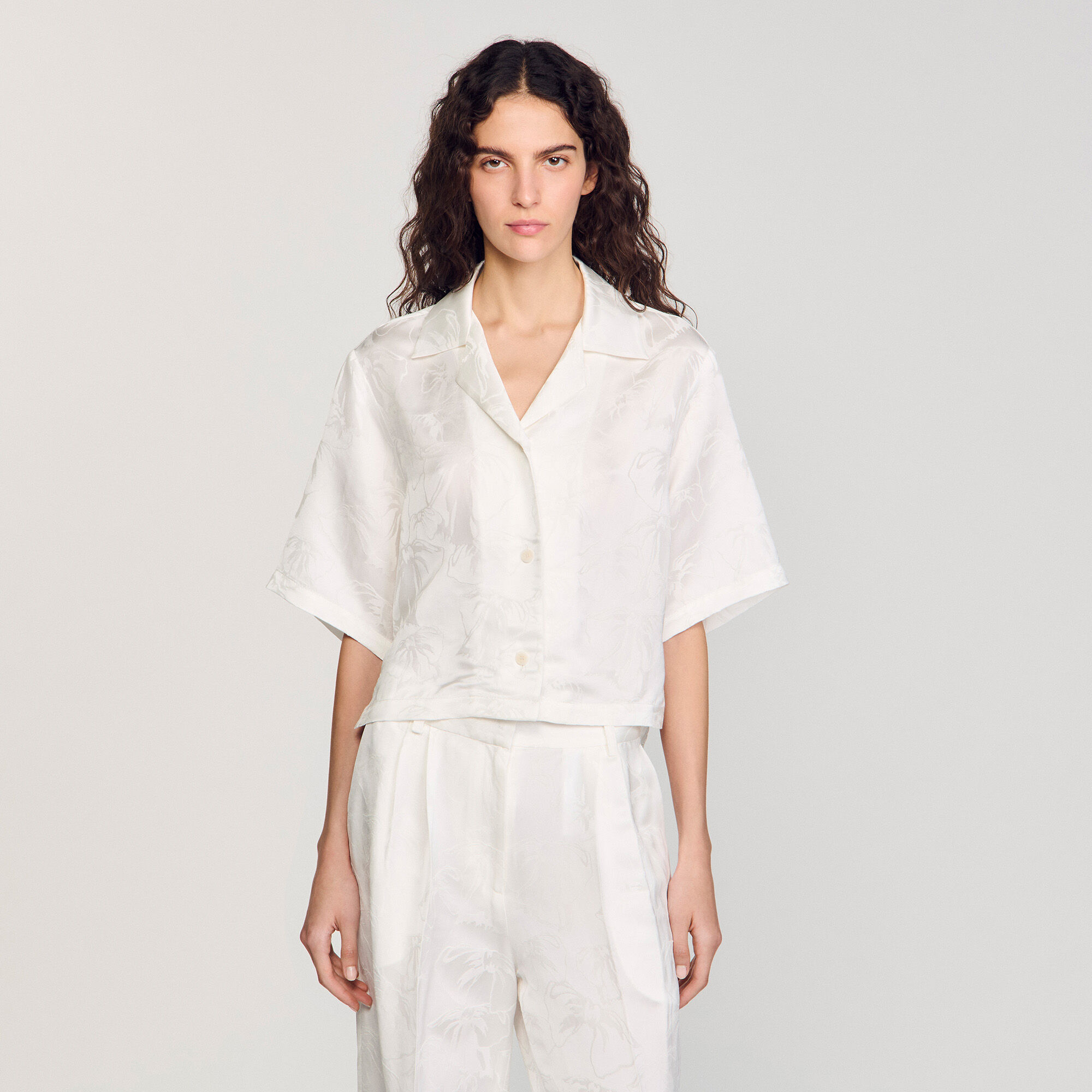 Kurzes Hemd mit Jacquard-Bloem