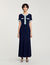 Robe longue en maille à détails denim