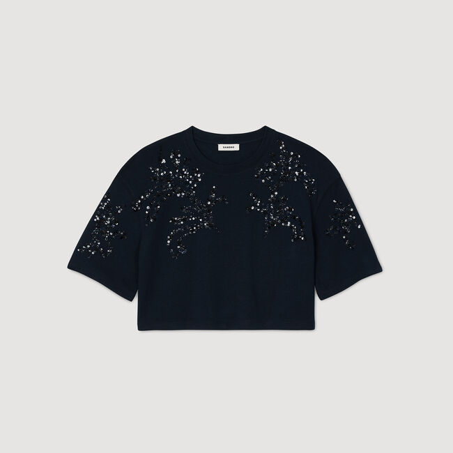 T-shirt à détails perlés
