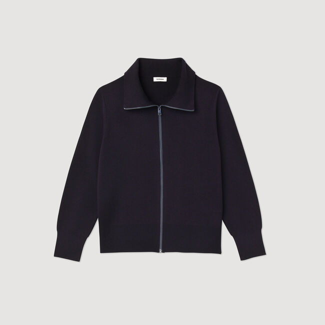 Zip-up wool cardigan