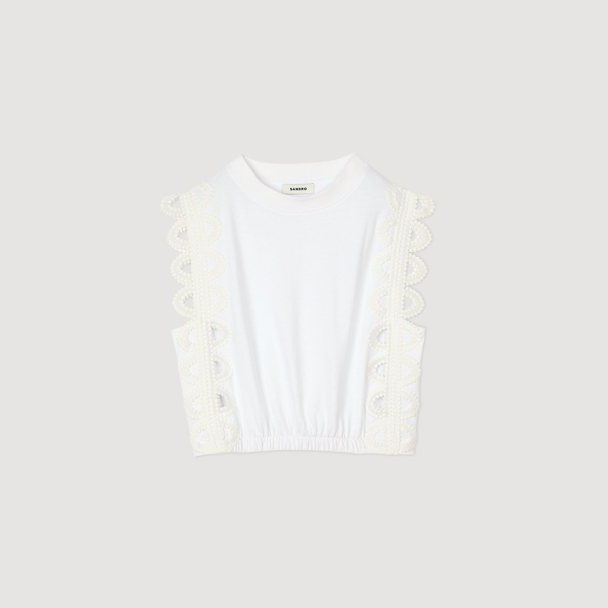 Cropped T-shirt with lace detail