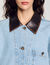 Blouson en jean à col en cuir