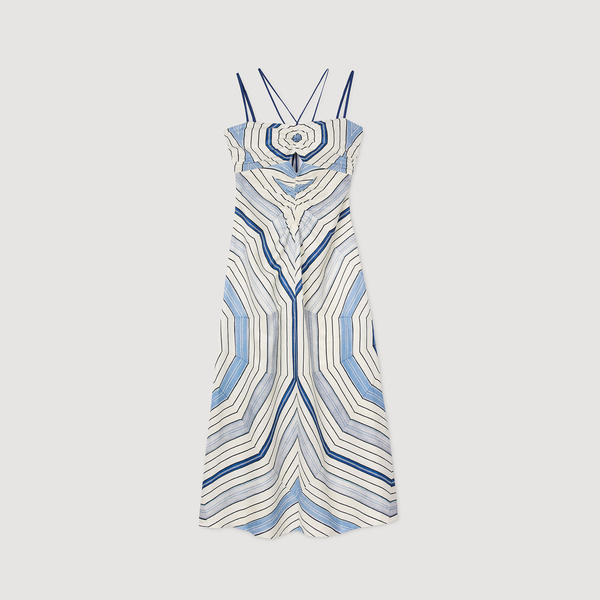 Langes Kleid mit Spiralenprint