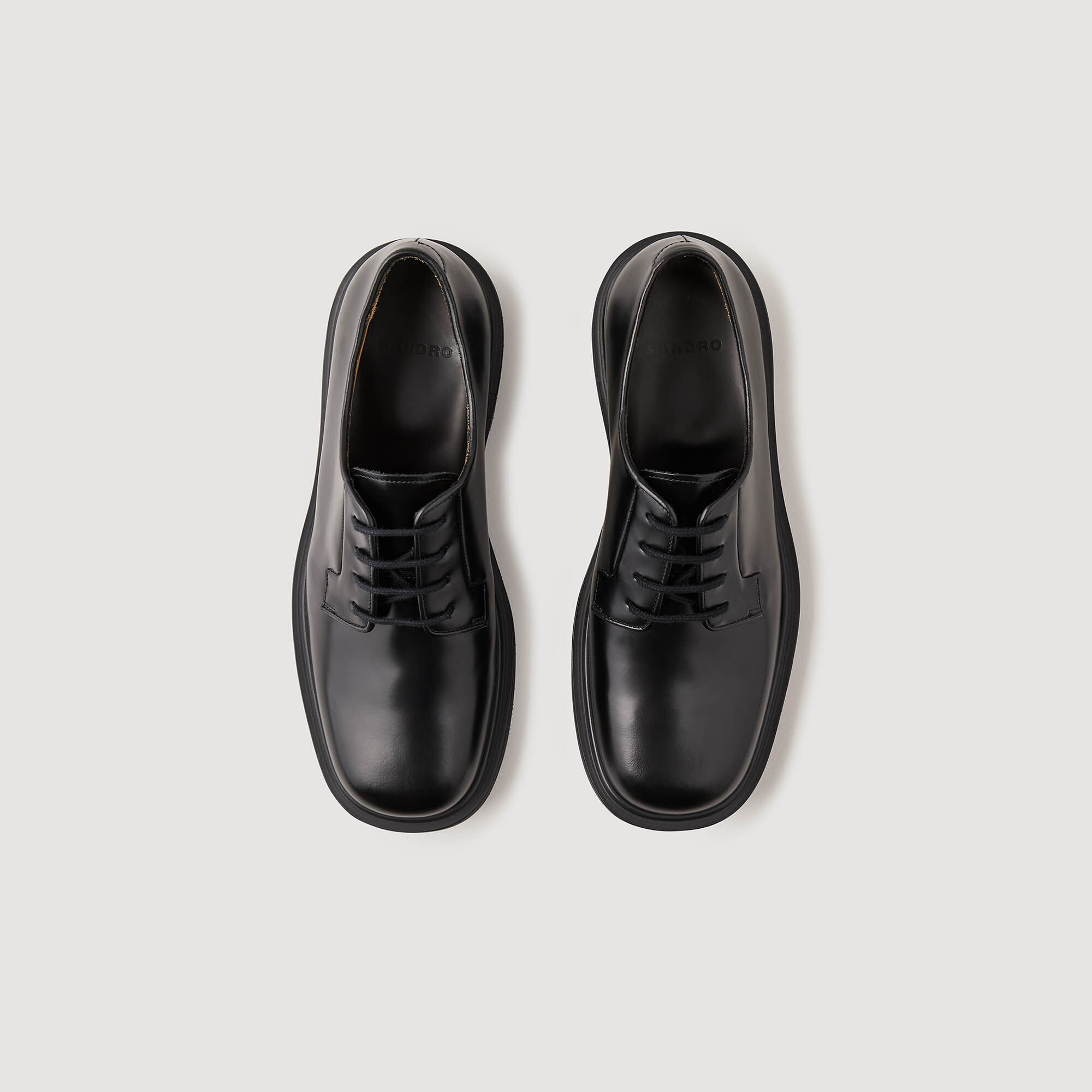 Patent leather derbies