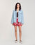 Blouson en jean à col en cuir