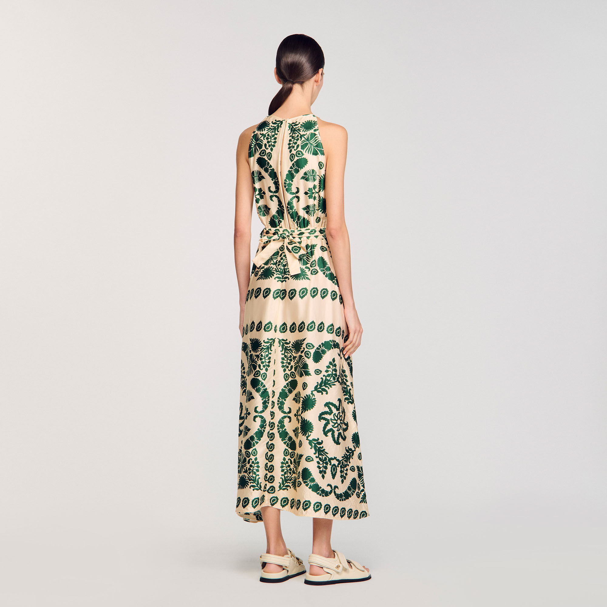 Leaf print maxi dress