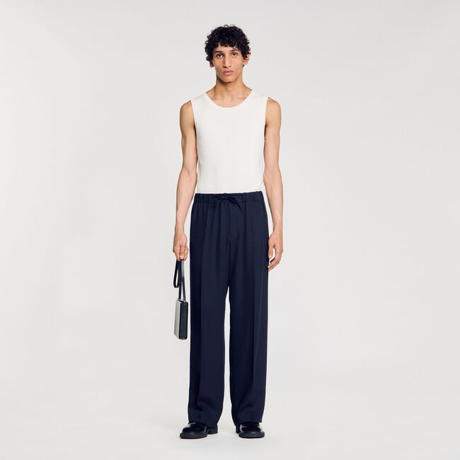 Elasticated wide-leg trousers
