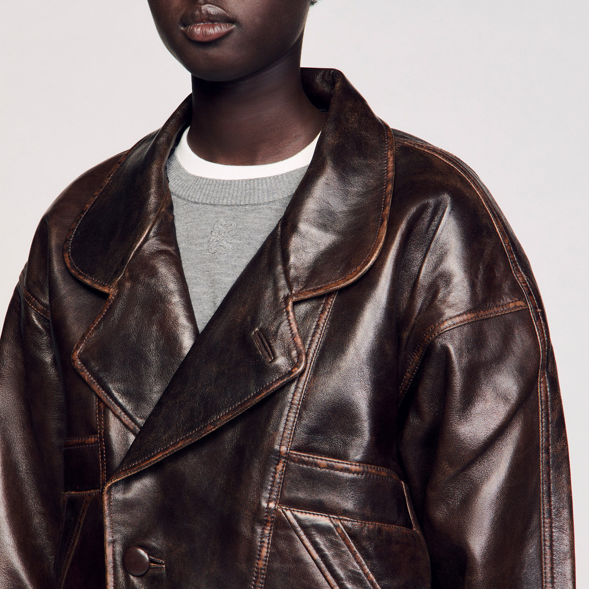 Blouson en cuir oversize