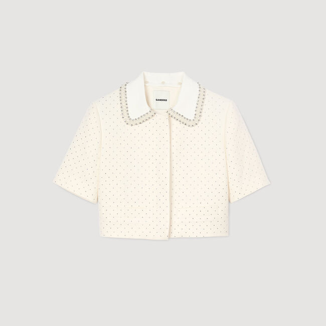 Short-sleeved rhinestone jacket