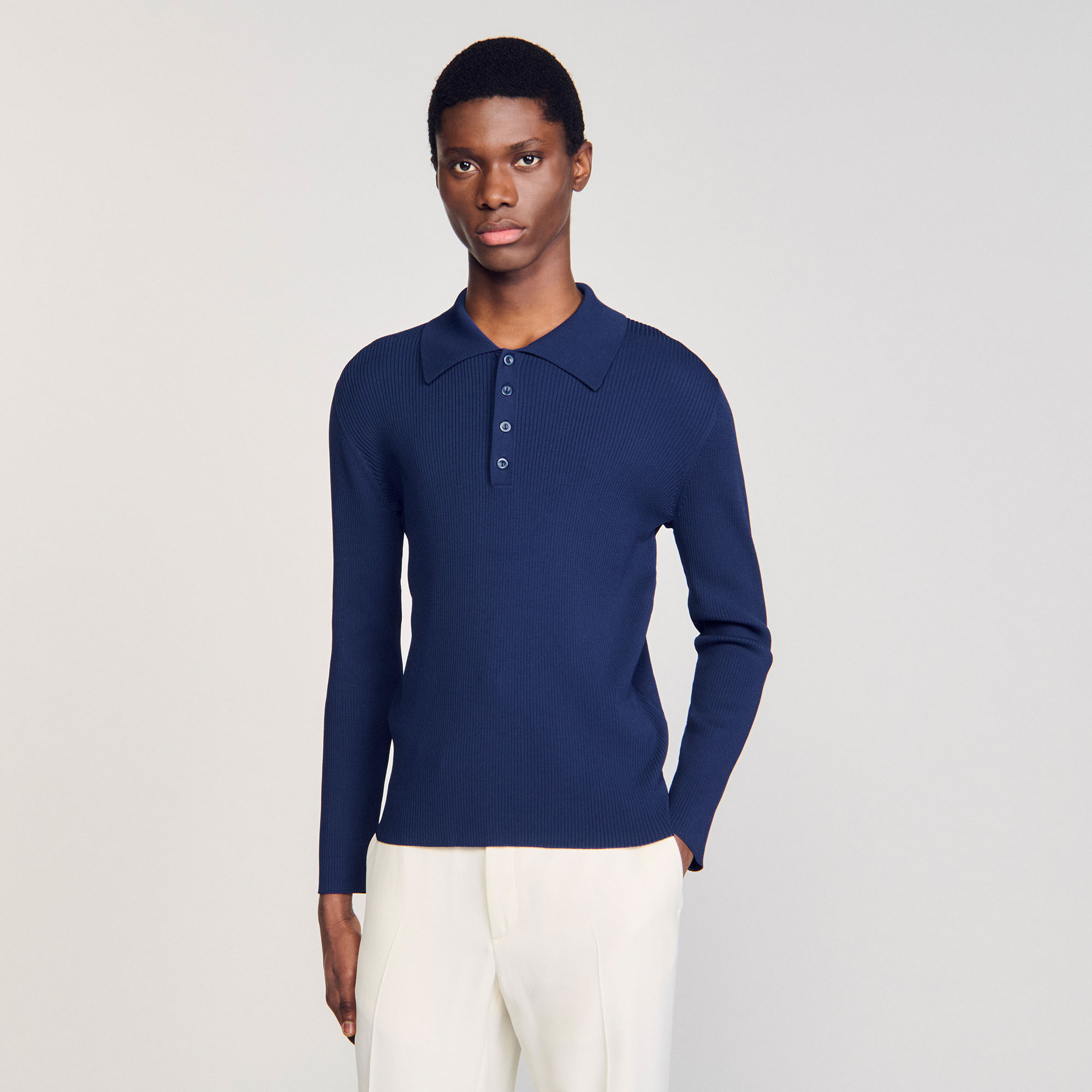 Polo en maille côtelée
