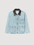 Blouson en jean à col en cuir