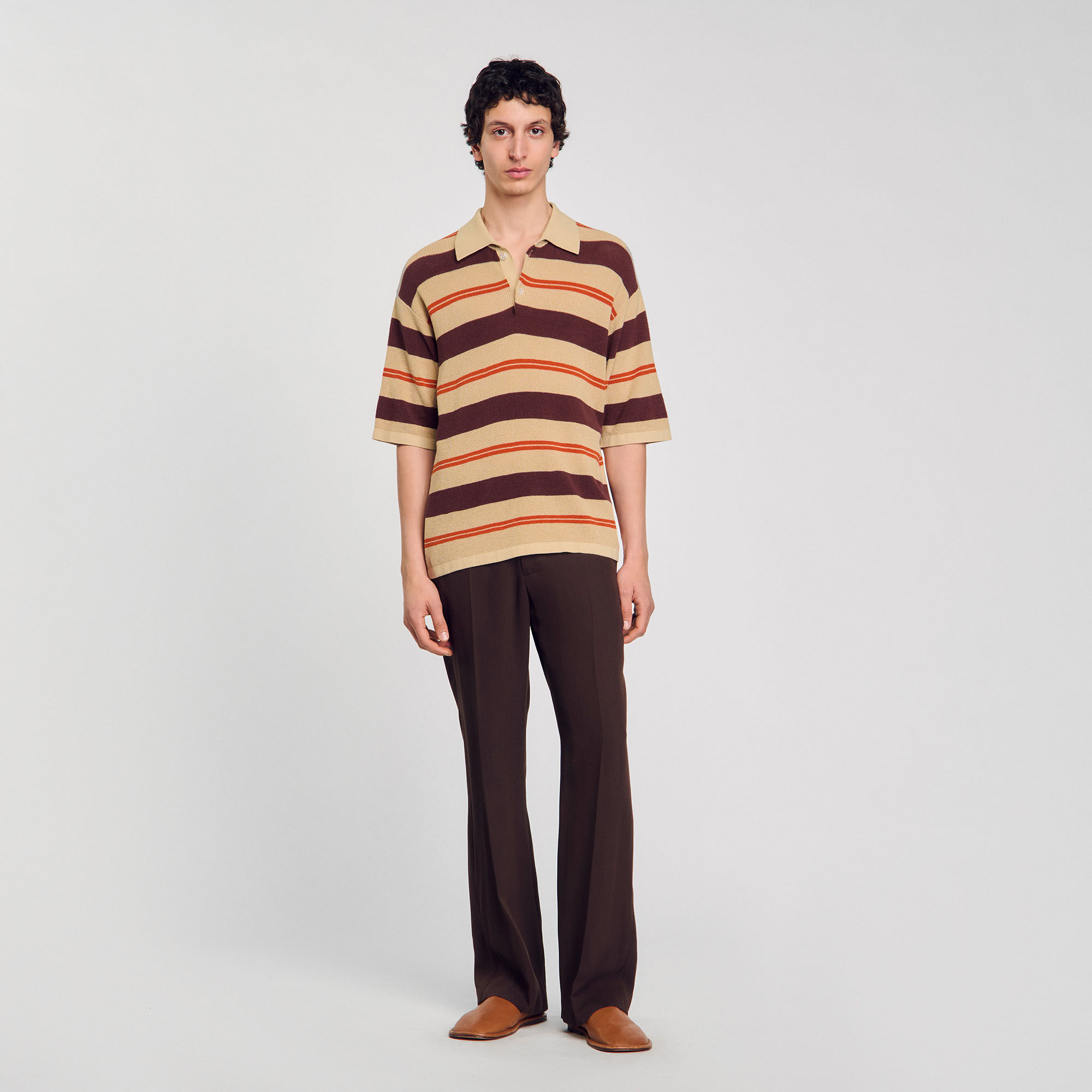 Polo rayé en maille