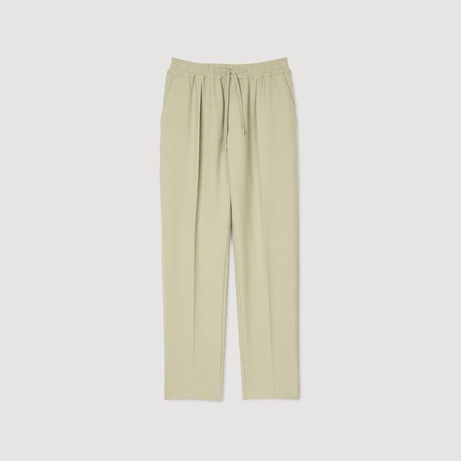 Elasticated straight-leg trousers