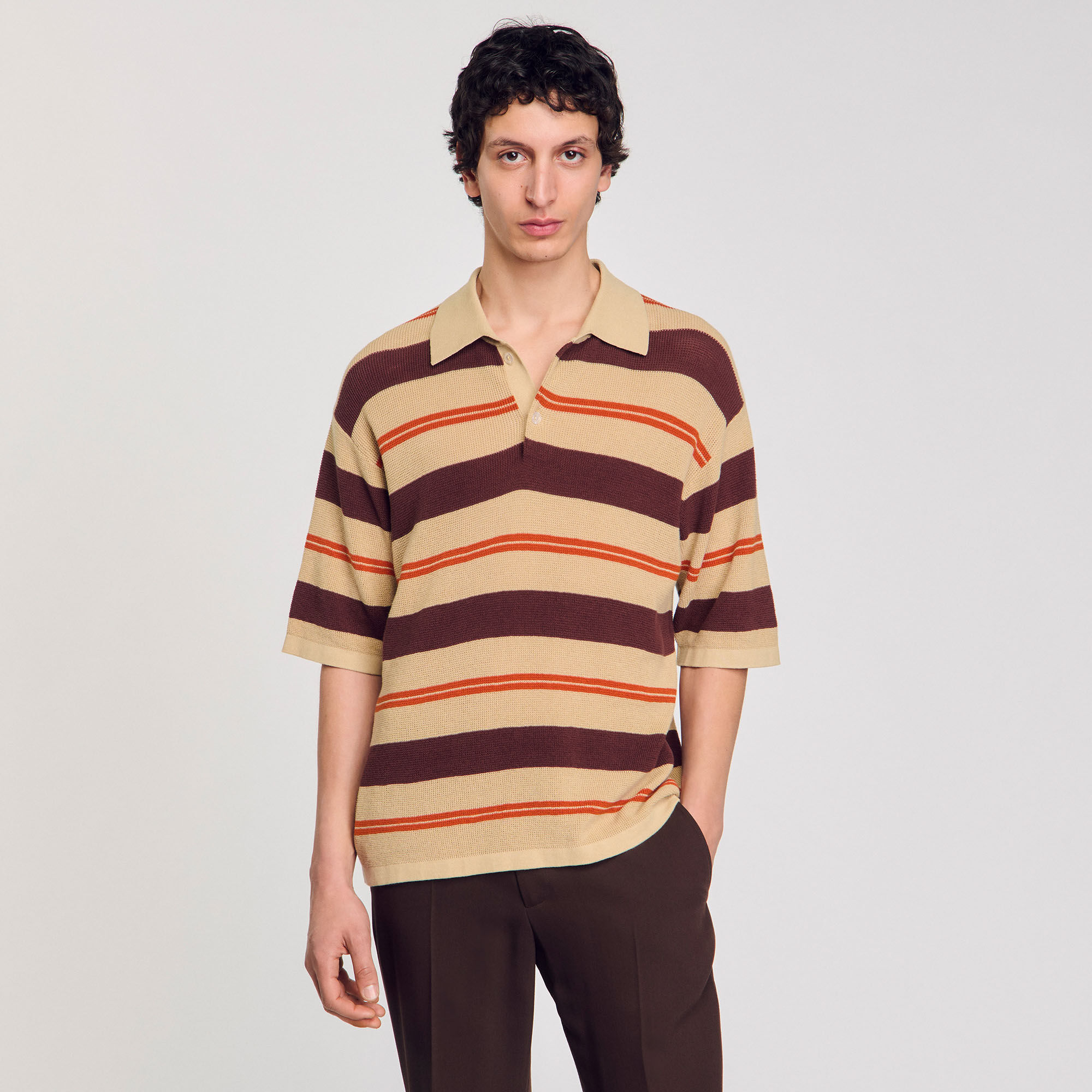 Polo rayé en maille