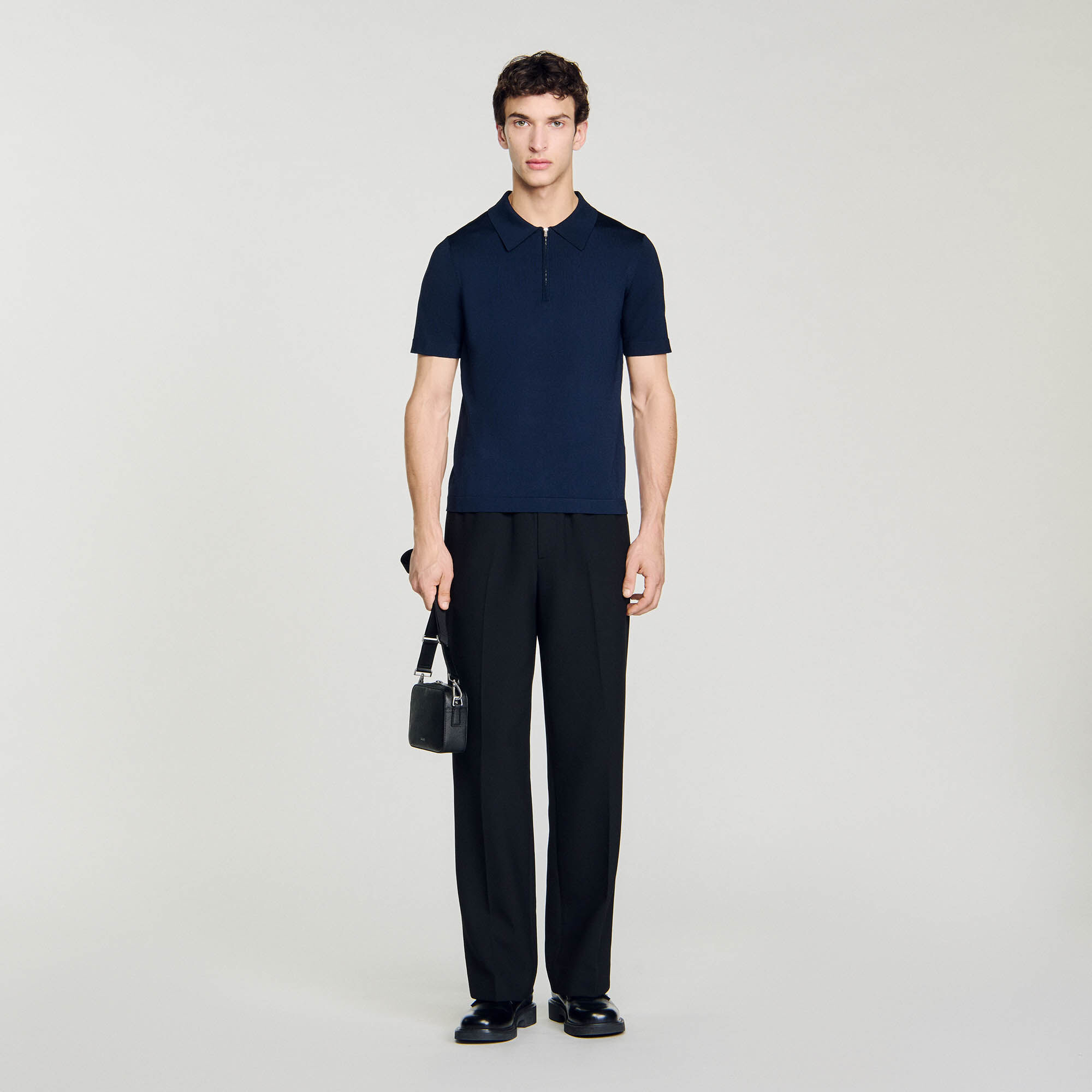Polo en maille à col zippé
