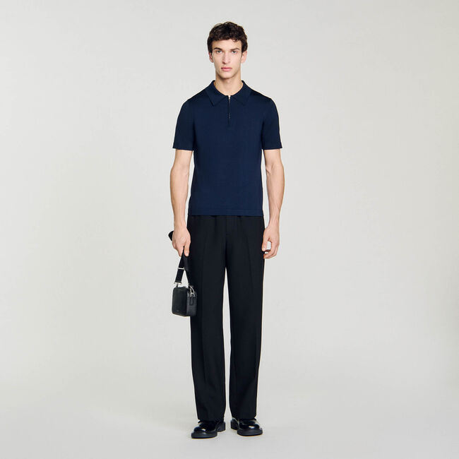 Polo en maille à col zippé