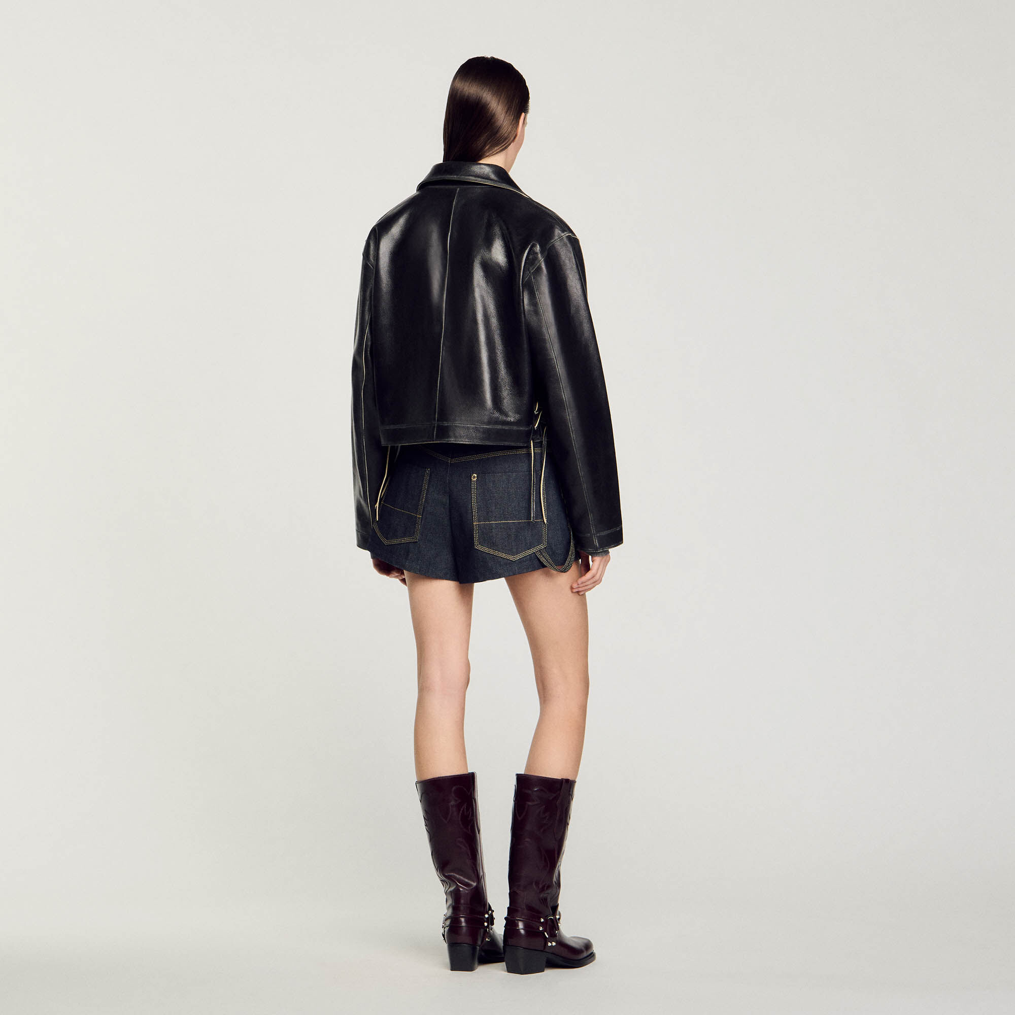 Blouson en cuir vieilli