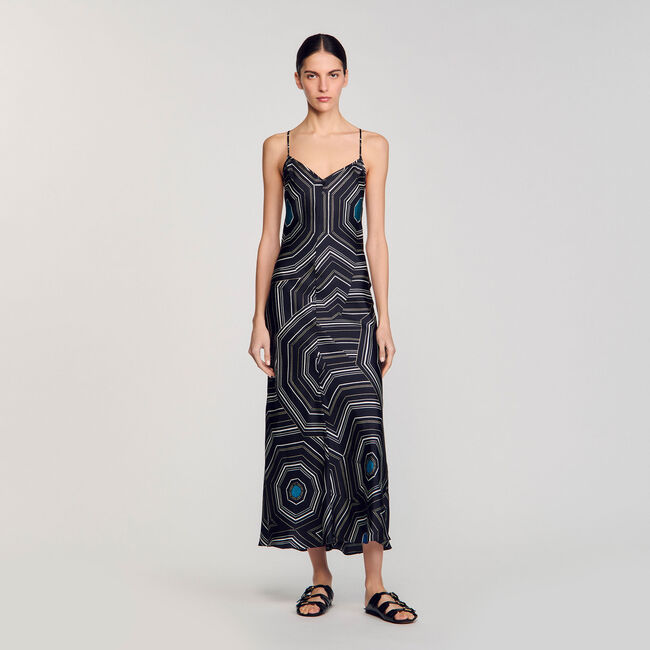 Robe longue en soie imprimée