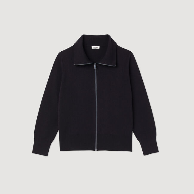 Zip-up wool cardigan