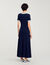 Robe longue en maille à détails denim